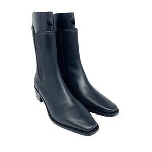 Tory Burch Women's Medallion Plaque 35mm Chelsea Ankle Boots Black Leather 9M